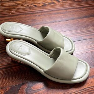 Fendi Sage Green Slide Sandals